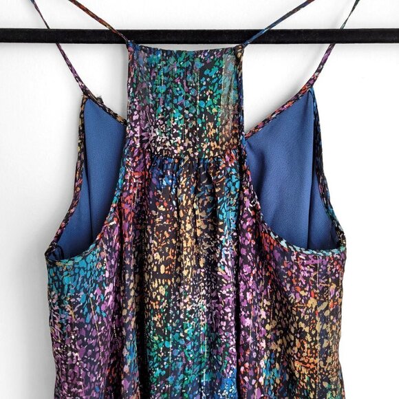 Rebecca Taylor Multicolor Metallic Ruffle Silk Boho Tank Top - Picture 10 of 11